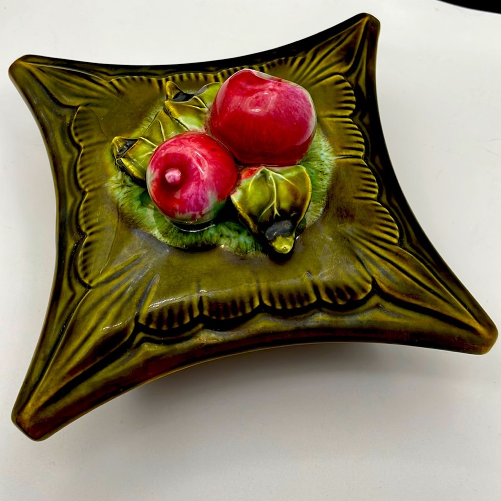 Maurice of California vintage ceramic decorative two piece candy dish
